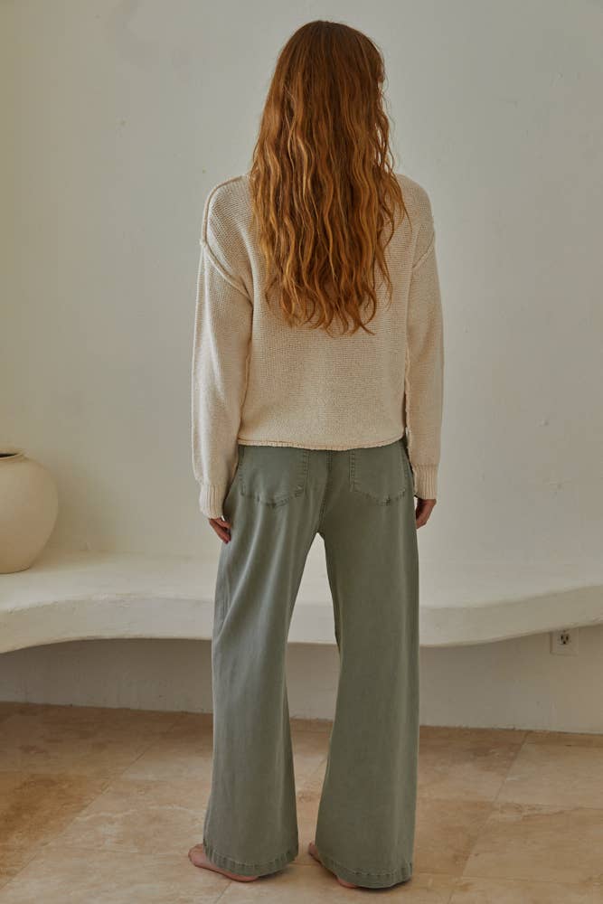 W1155 | Knit Sweater Crew Neck Long Sleeve Pullover Top