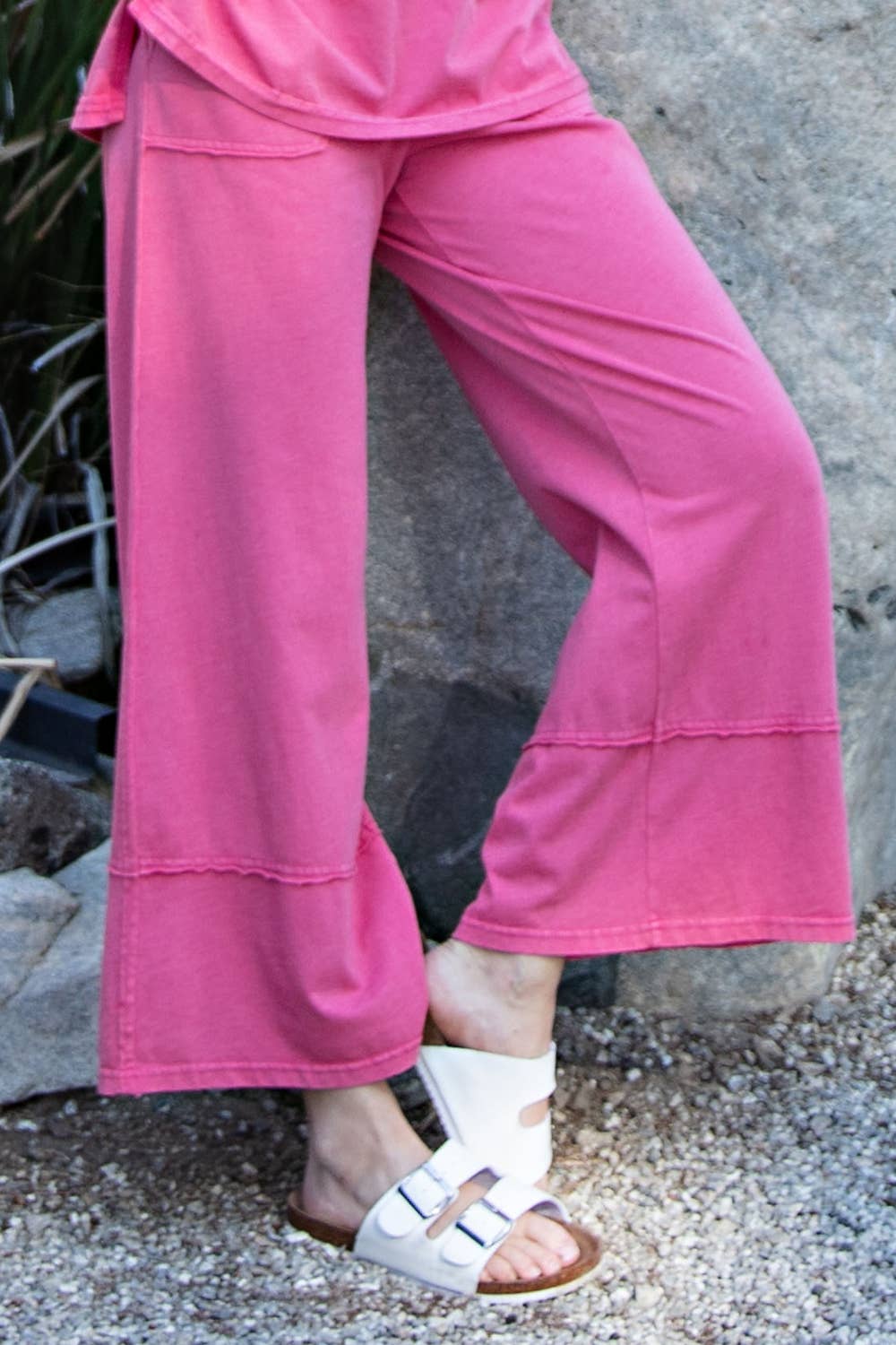 MINERAL WASHED WIDE LEG PANT