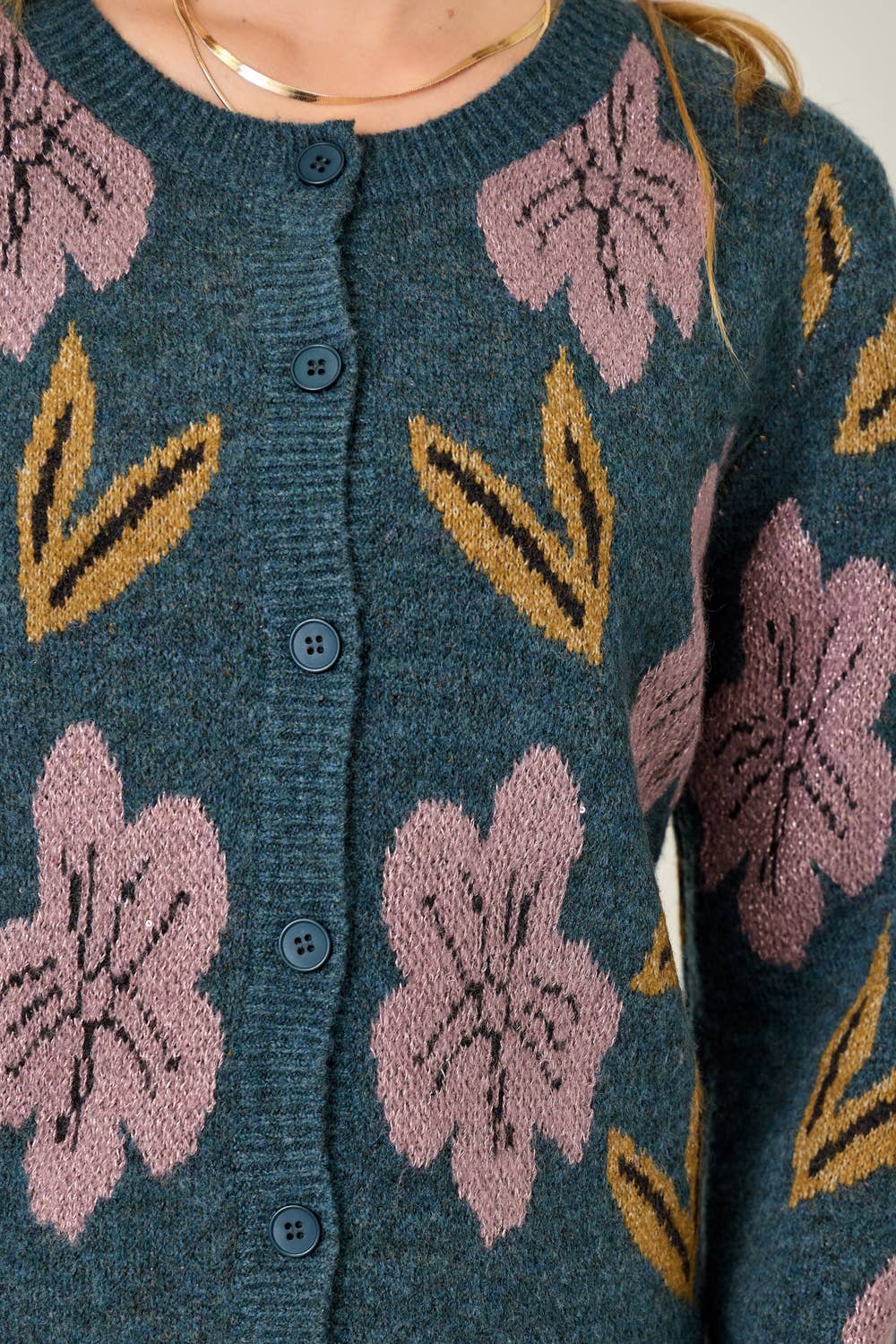 61133 Floral Sweater Cardigan