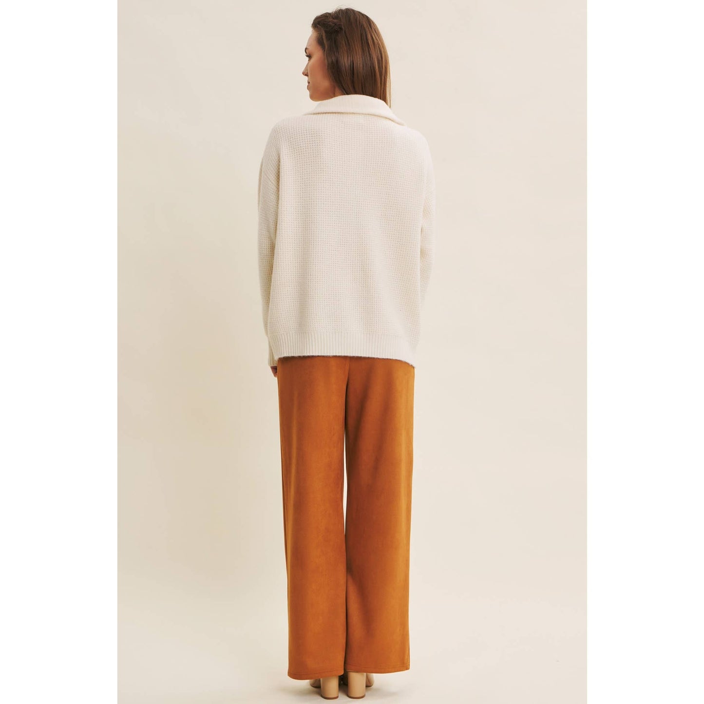 PLANET-FRIENDLY ESSENTIAL WOOL WAFFLE KNIT PULLOVER SWEATER