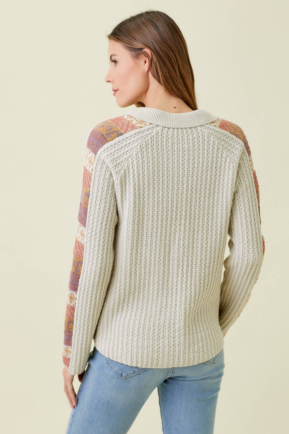 60290 Mixed Weaving Sweater Jacket