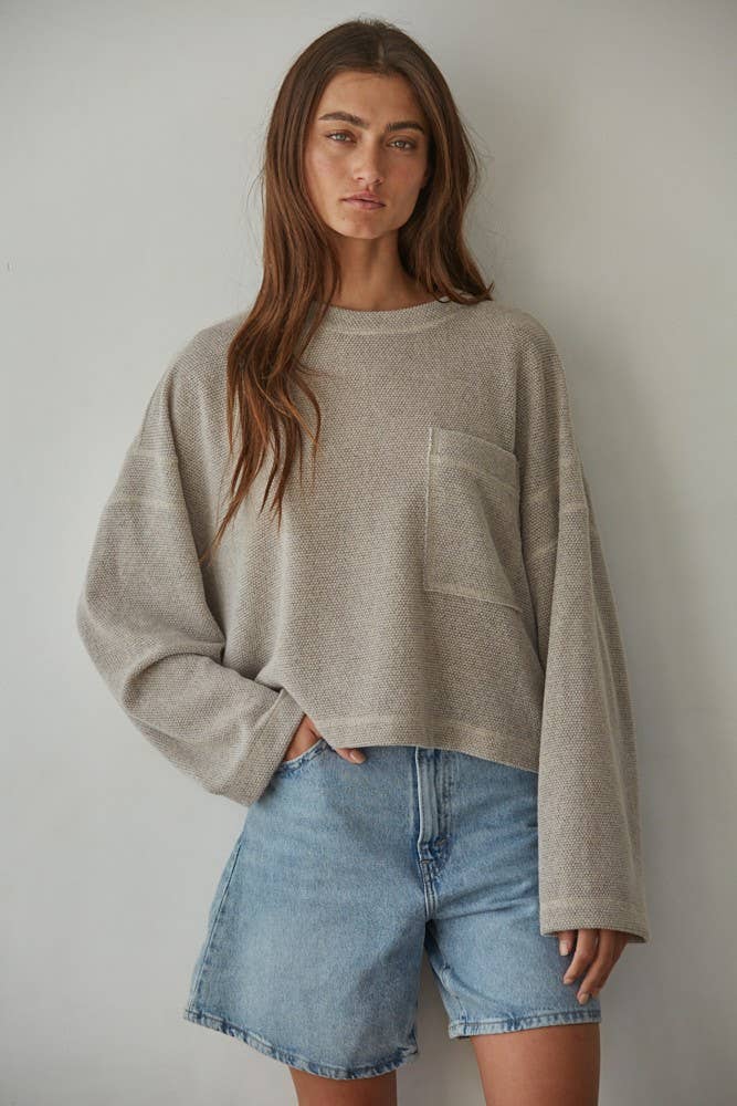 RJ3523 | Knit Polyester Spandex Front Pocket Pullover Top