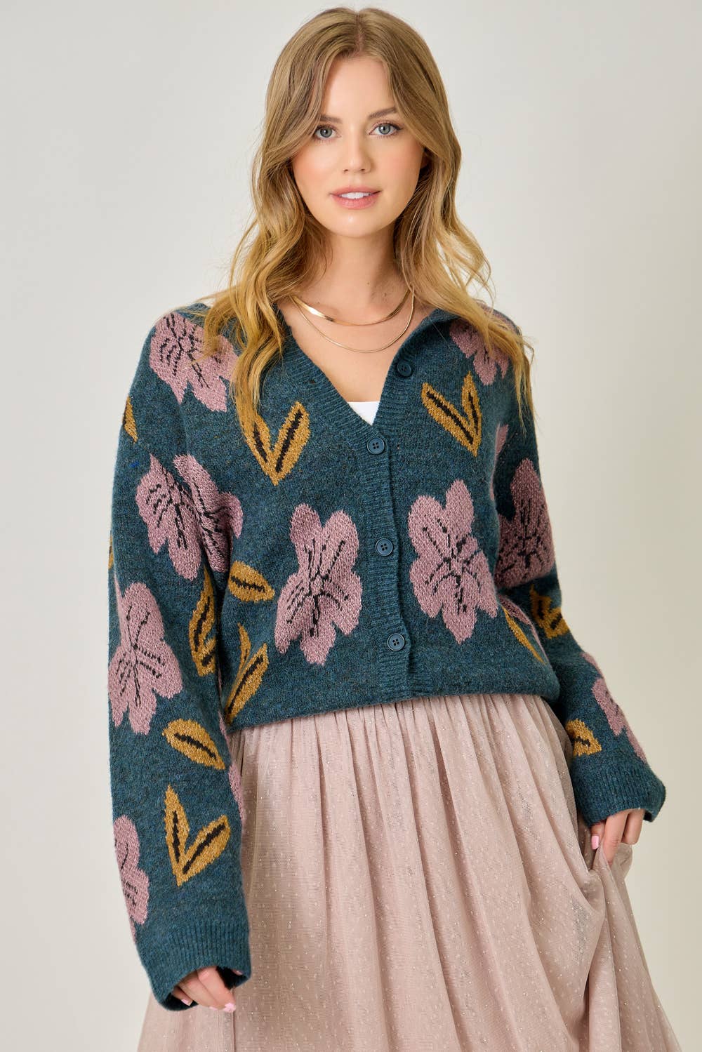 61133 Floral Sweater Cardigan