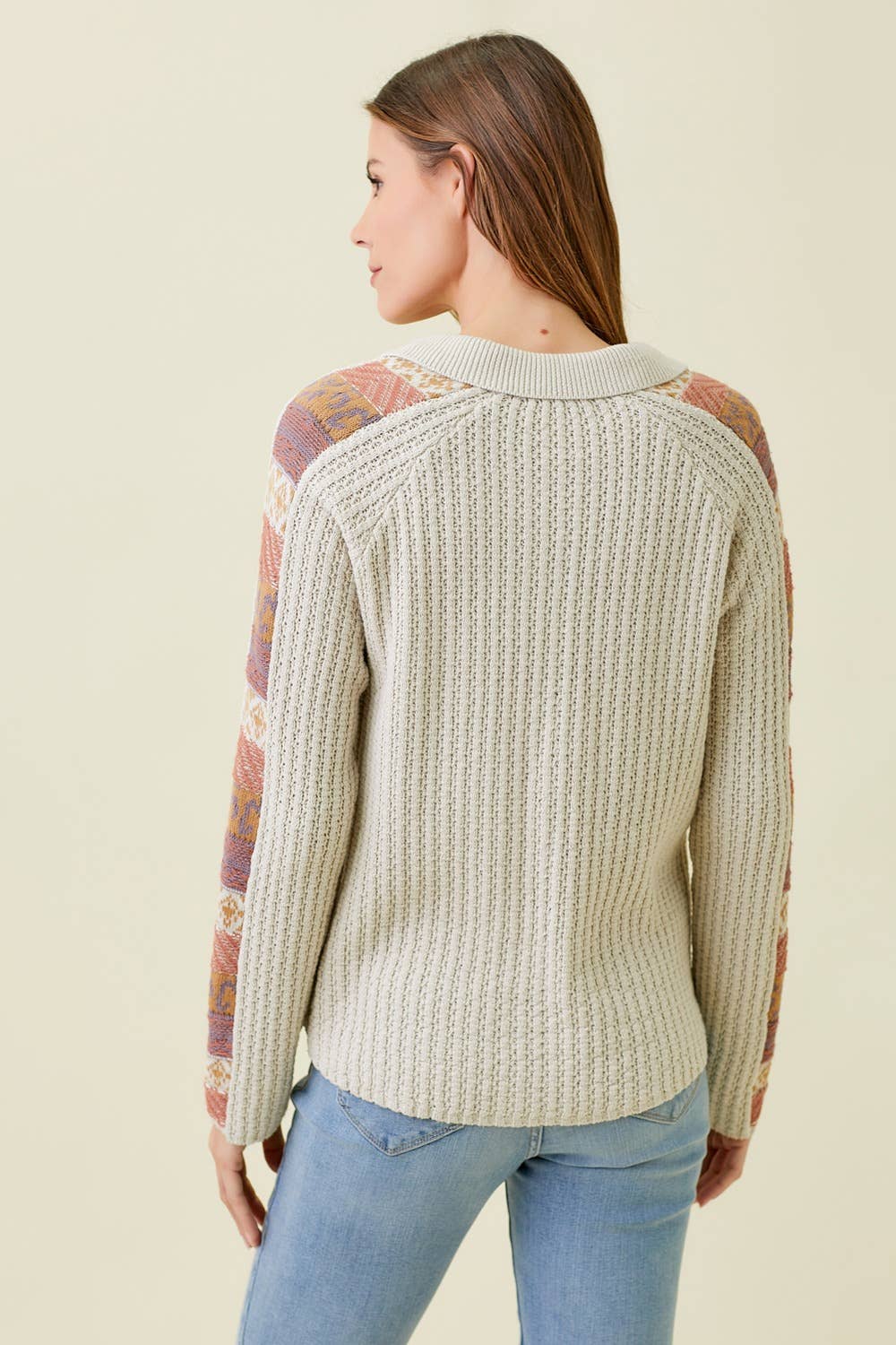 60290 Mixed Weaving Sweater Jacket