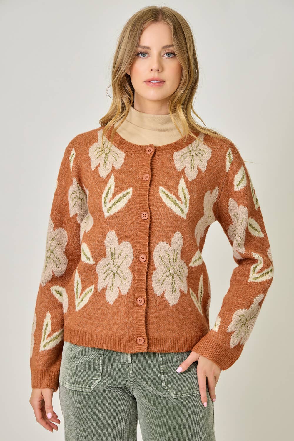 61133 Floral Sweater Cardigan