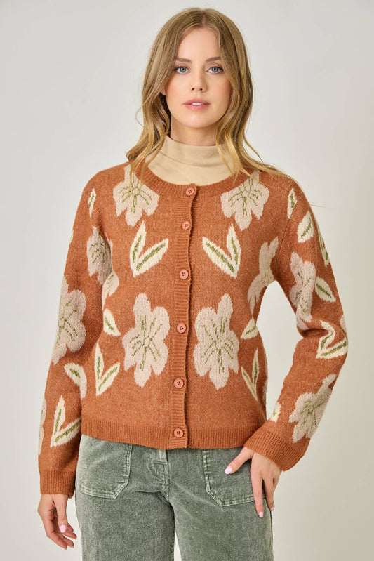 61133 Floral Sweater Cardigan
