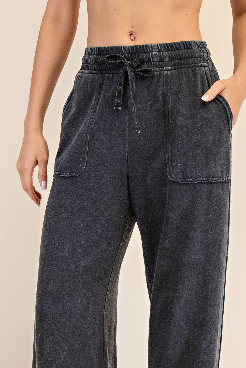 MINERAL WASHED WIDE LEG PANT