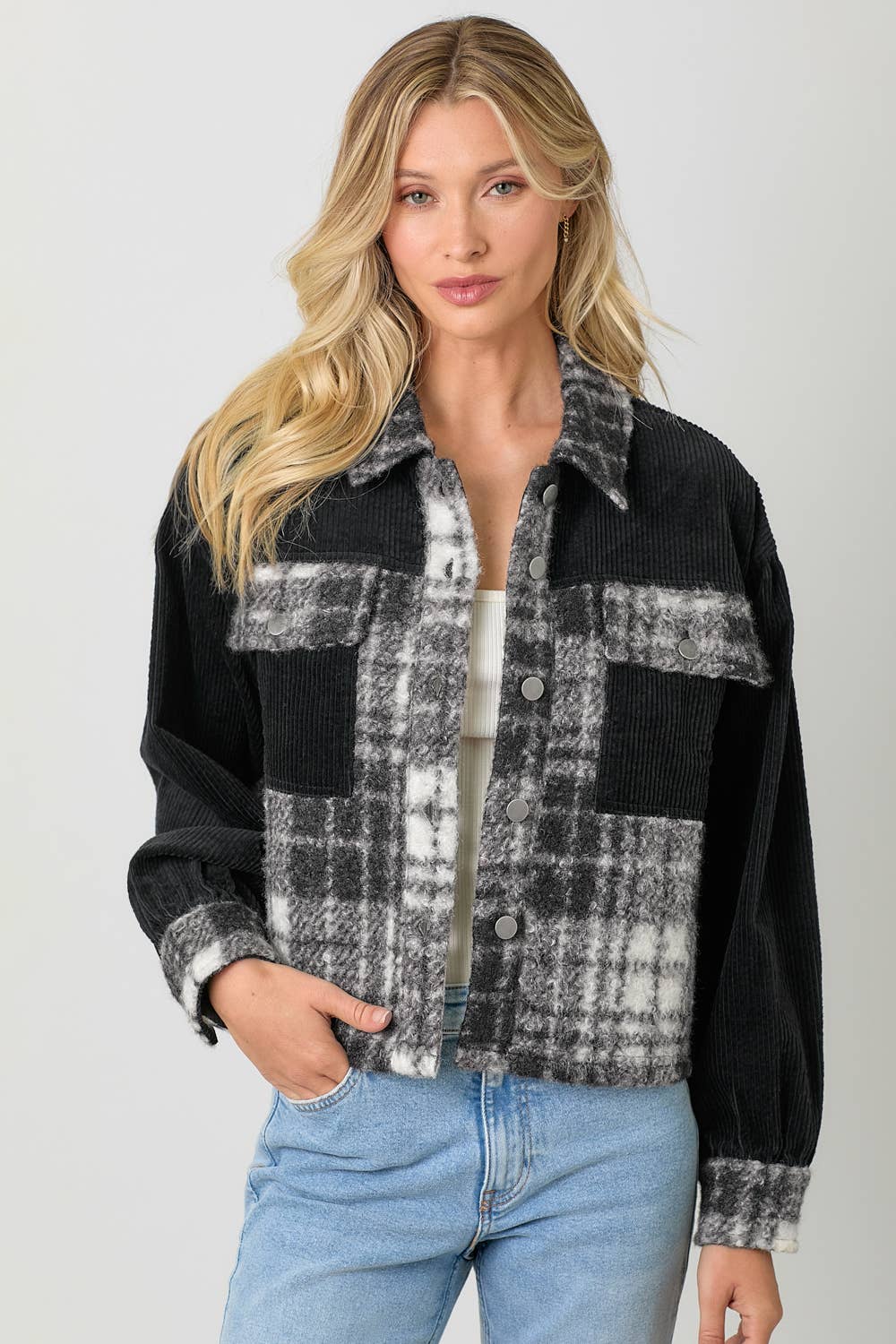 60847 Mixed Media Shacket