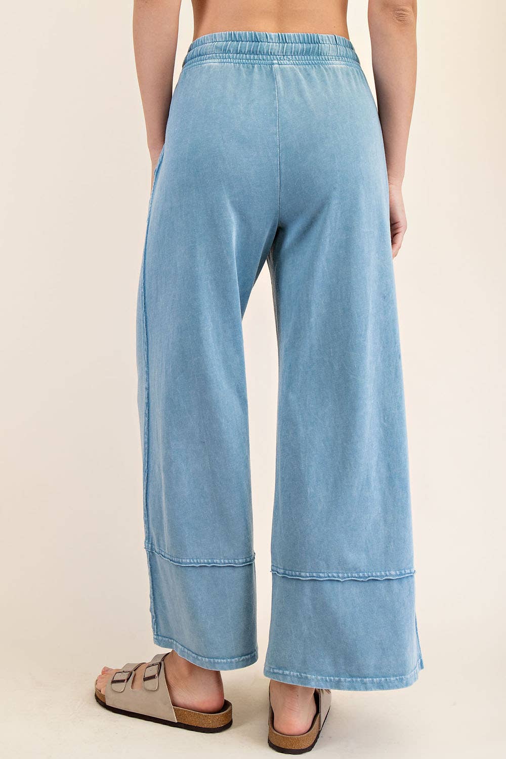 MINERAL WASHED WIDE LEG PANT