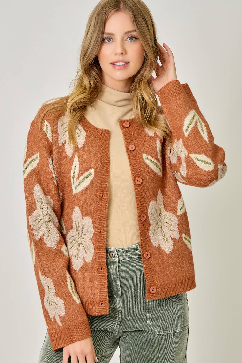 61133 Floral Sweater Cardigan
