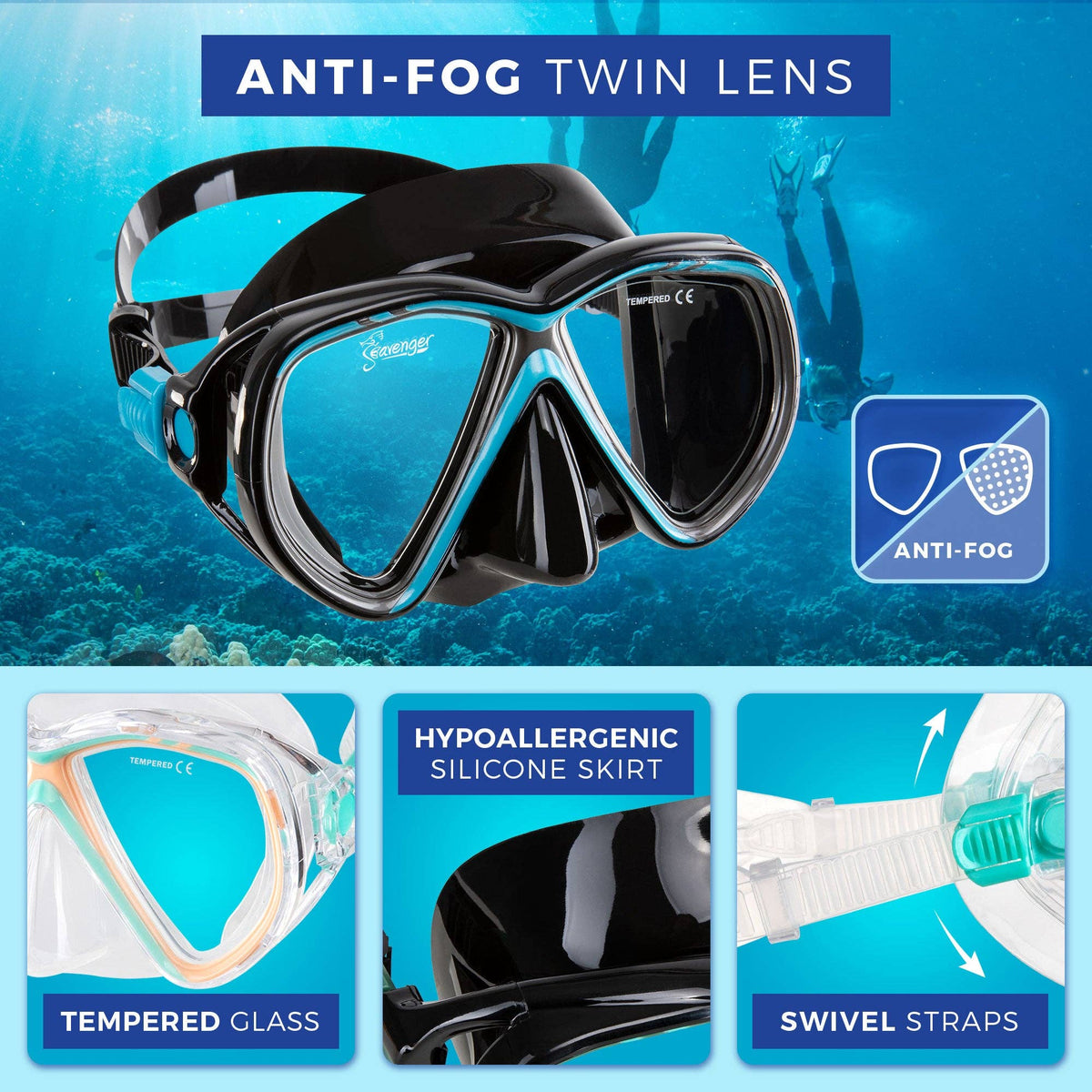 Hanalei Anti-Fog Snorkeling Set - Orange Peel