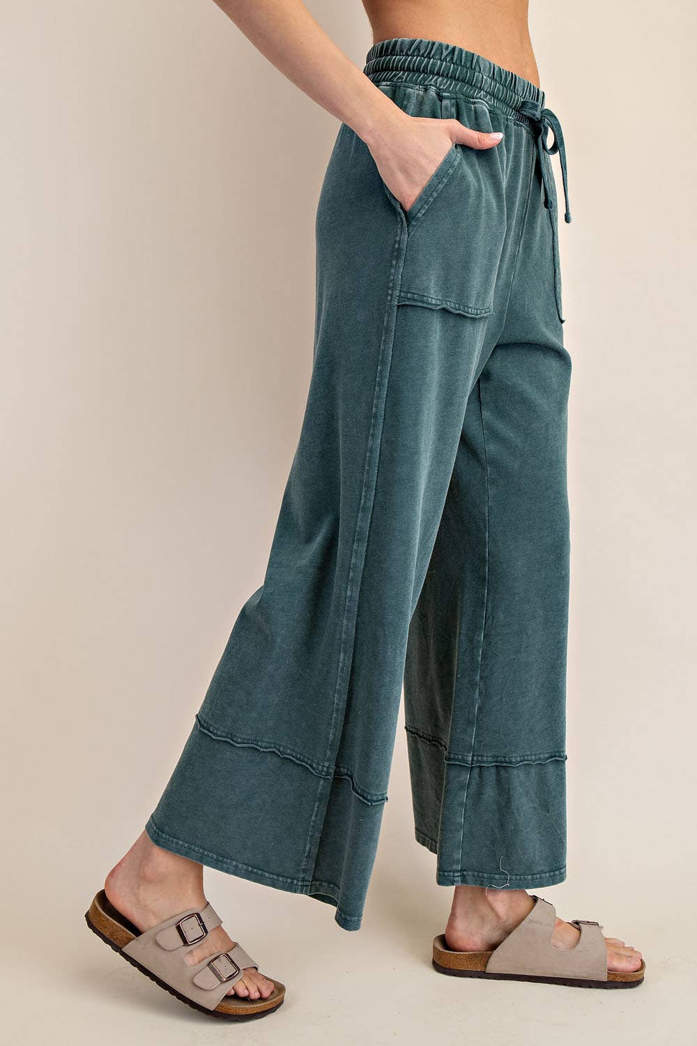 MINERAL WASHED WIDE LEG PANT