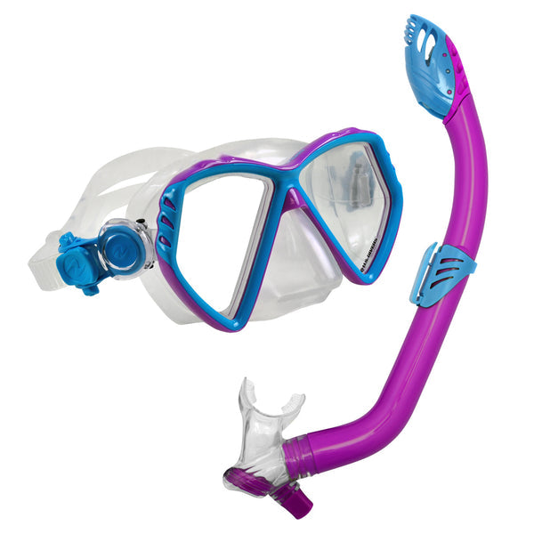 US Divers Kids Combos snorkel and mask set in purple and blue, for children's swimming and diving