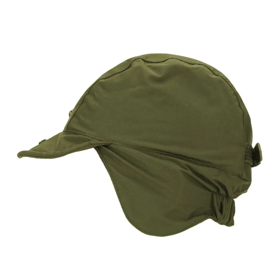 Sealskinz Kirstead Hat in olive green, featuring a brim and neck flap for sun protection